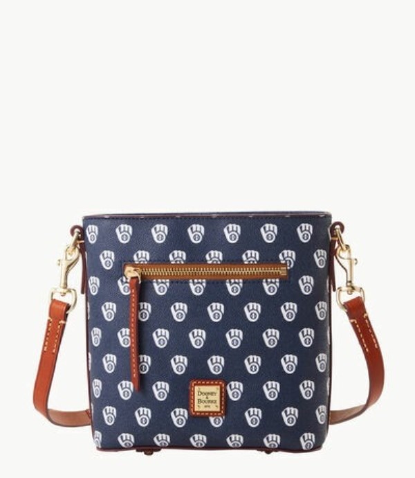 Blue Dooney And Bourke MLB Brewers Small Zip Women\'s Crossbody Bags | 10EJDXMGY