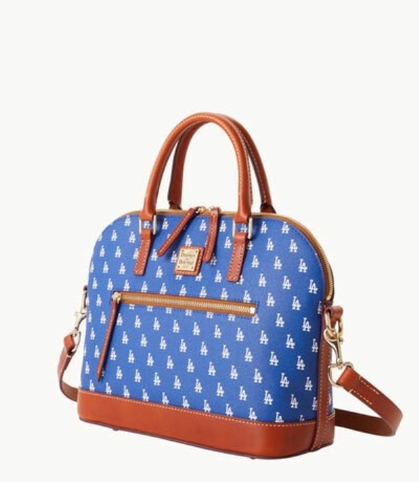 Blue Dooney And Bourke MLB Dodgers Domed Zip Women's Satchel Bags | 84EQTLZVK