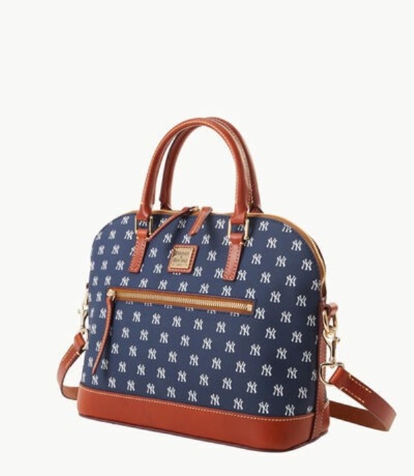 Blue Dooney And Bourke MLB Yankees Domed Zip Women's Satchel Bags | 92ERPNMBK