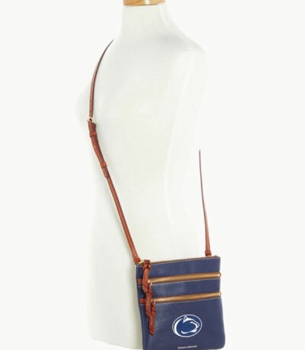 Blue Dooney And Bourke NCAA Penn State Triple Zip Women's Crossbody Bags | 14YLGEZKJ