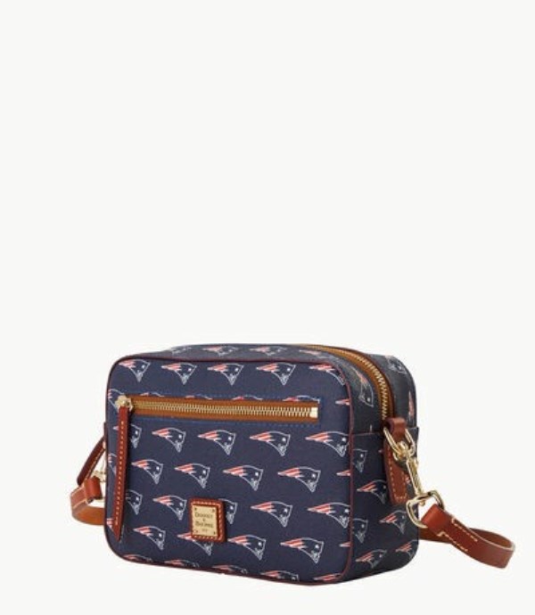 Blue Dooney And Bourke NFL Patriots Camera Zip Women's Crossbody Bags | 43KMPQWAU