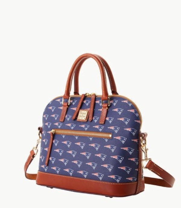 Blue Dooney And Bourke NFL Patriots Domed Zip Women's Satchel Bags | 03LJPZCYM