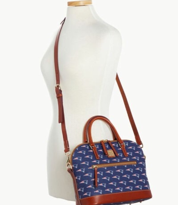 Blue Dooney And Bourke NFL Patriots Domed Zip Women's Satchel Bags | 03LJPZCYM