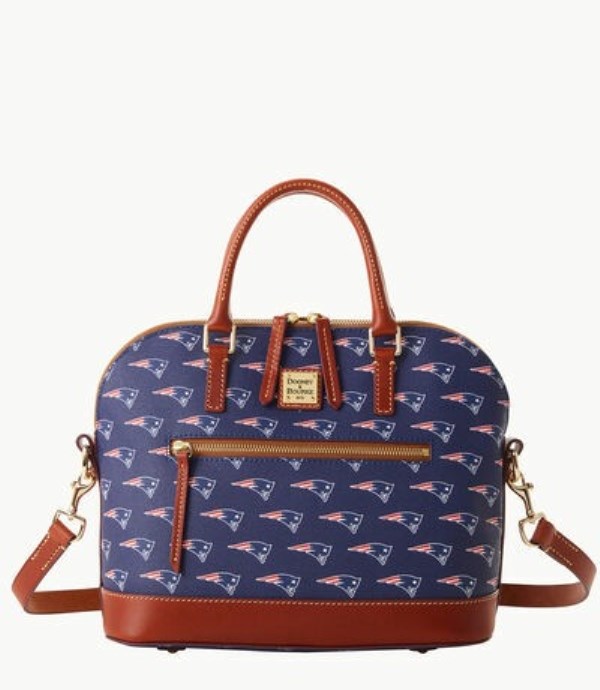 Blue Dooney And Bourke NFL Patriots Domed Zip Women\'s Satchel Bags | 03LJPZCYM