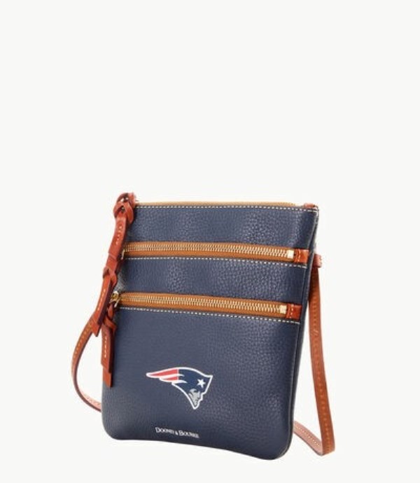 Blue Dooney And Bourke NFL Patriots Triple Zip Women's Crossbody Bags | 93XONGBKT