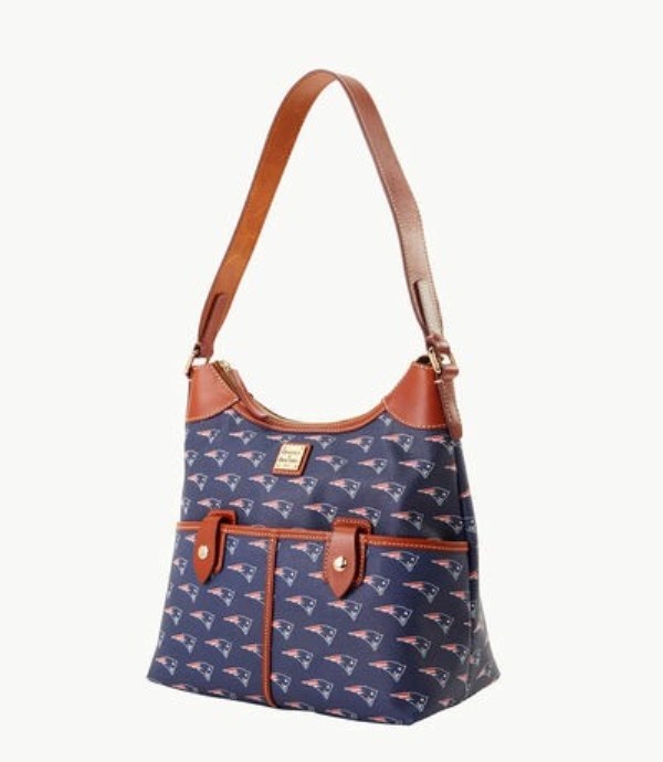 Blue Dooney And Bourke NFL Patriots Zip Women's Hobo Bag | 35KHSEDVB