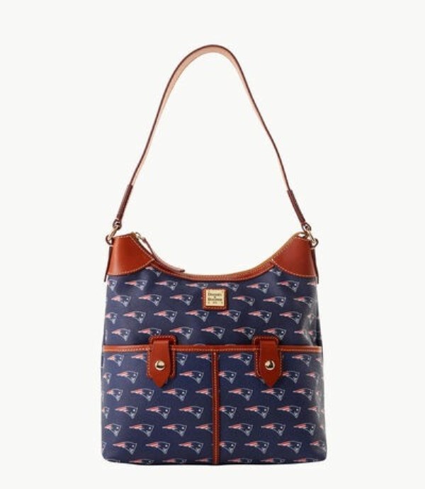 Blue Dooney And Bourke NFL Patriots Zip Women\'s Hobo Bag | 35KHSEDVB