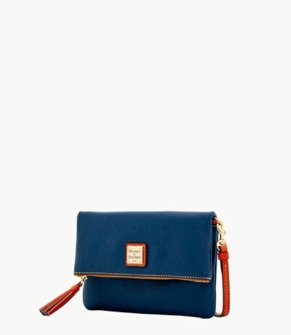 Blue Dooney And Bourke Pebble Grain Foldover Zip Women's Crossbody Bags | 63GOBKHCP