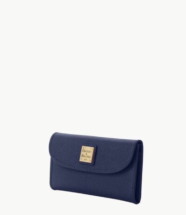 Blue Dooney And Bourke Saffiano Continental Women's Clutch Bag | 12YMIFNPD