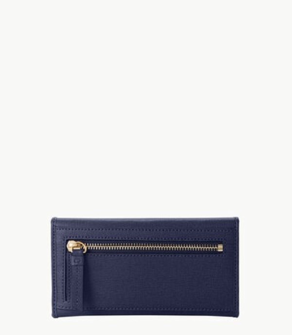 Blue Dooney And Bourke Saffiano Continental Women's Clutch Bag | 12YMIFNPD