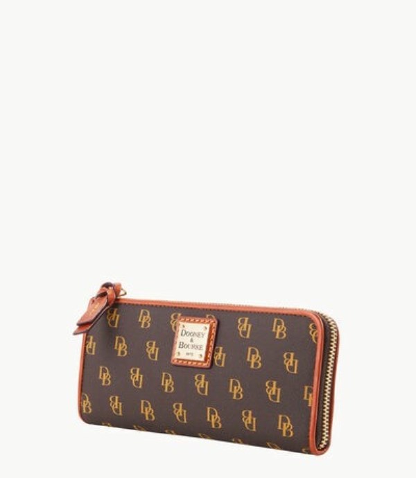 Brown Dooney And Bourke Gretta Zip Women's Wallets | 23EYAWVZT