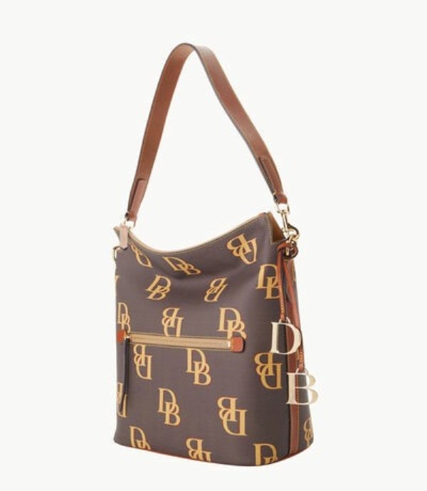 Brown Dooney And Bourke Monogram Large Women's Shoulder Bags | 64EYQGKBA