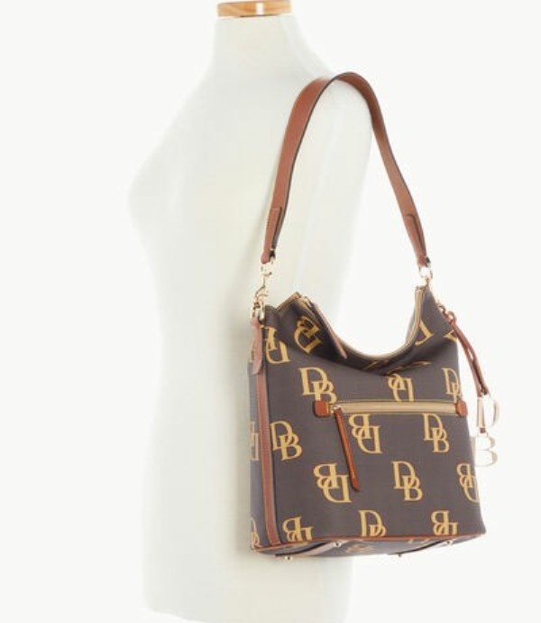 Brown Dooney And Bourke Monogram Large Women's Shoulder Bags | 64EYQGKBA