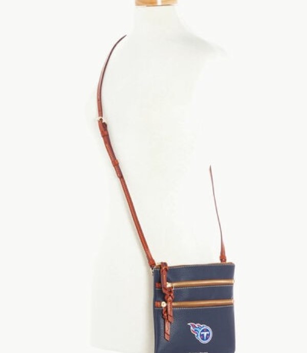 Brown Dooney And Bourke NFL Titans Triple Zip Women's Crossbody Bags | 05RHYMIOE