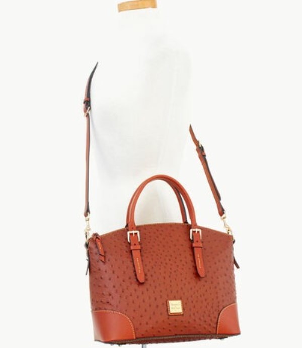 Brown Dooney And Bourke Ostrich Domed Women's Satchel Bags | 17EXGYOSI