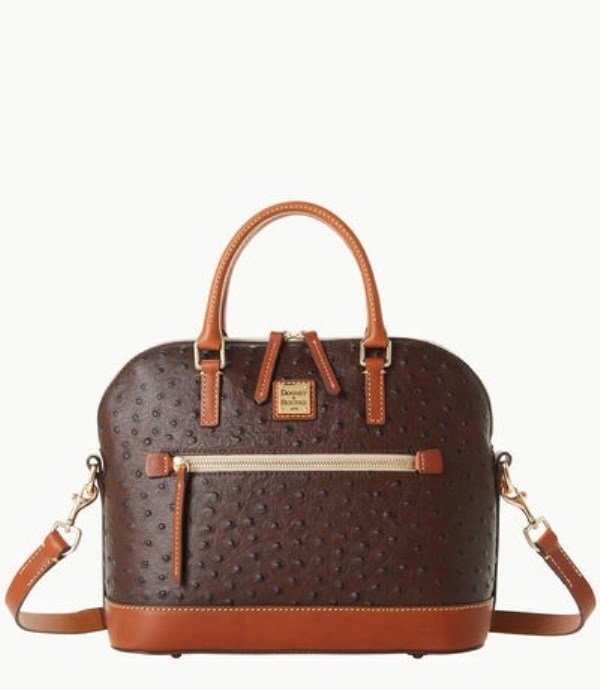 Brown Dooney And Bourke Ostrich Domed Zip Women\'s Satchel Bags | 02VWURAMK