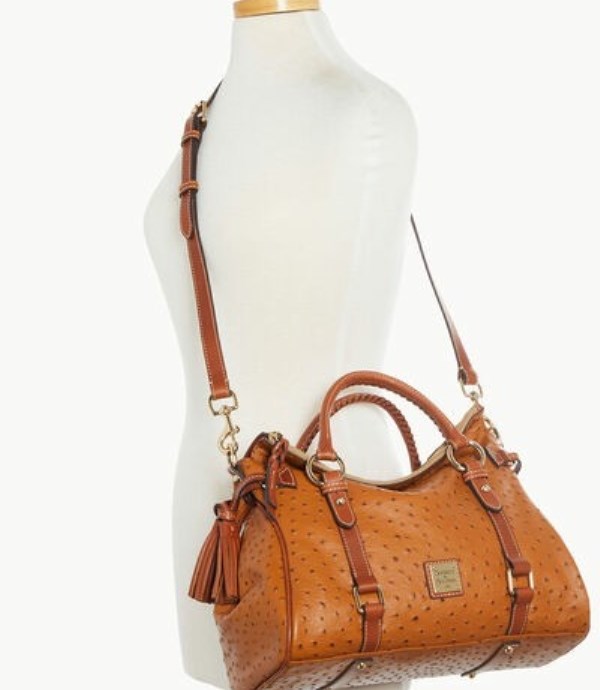 Brown Dooney And Bourke Ostrich Large Women's Satchel Bags | 08XNWGDYH