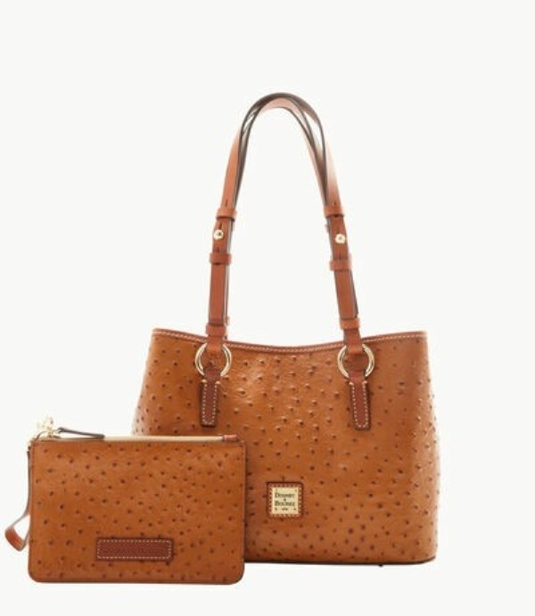 Brown Dooney And Bourke Ostrich Small Briana Women's Satchel Bags | 74ZTDKJAP