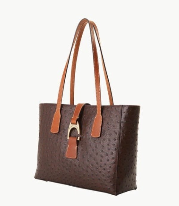 Brown Dooney And Bourke Ostrich Small Shannon Women's Tote Bags | 47UMYIXKR