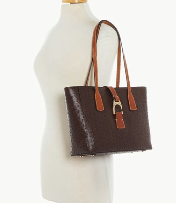 Brown Dooney And Bourke Ostrich Small Shannon Women's Tote Bags | 47UMYIXKR