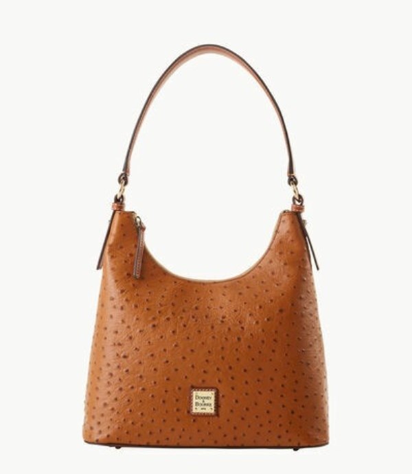 Brown Dooney And Bourke Ostrich Women\'s Hobo Bag | 03BMWFYHV