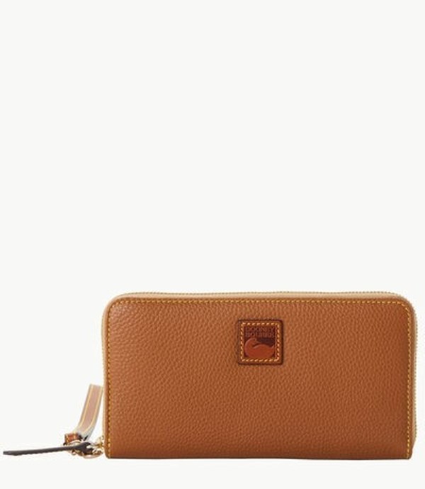 Brown Dooney And Bourke Pebble Grain Large Zip Around Women\'s Wristlets | 73NTJEGWB