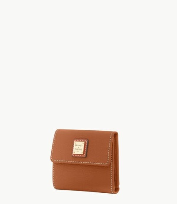 Brown Dooney And Bourke Pebble Grain Small Flap Credit Women's Wallets | 90RGSKJDL