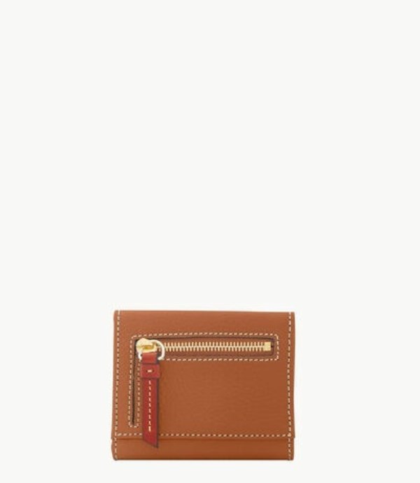 Brown Dooney And Bourke Pebble Grain Small Flap Credit Women's Wallets | 90RGSKJDL