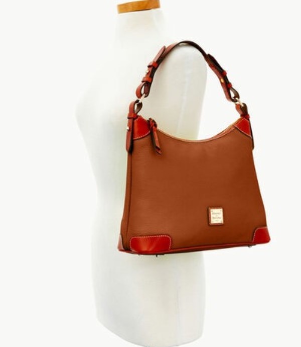 Brown Dooney And Bourke Pebble Grain Women's Hobo Bag | 27WGECPLB