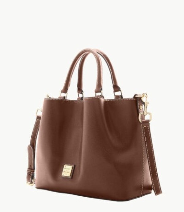 Brown Dooney And Bourke Saffiano Barlow Women's Satchel Bags | 52TZBCHSX