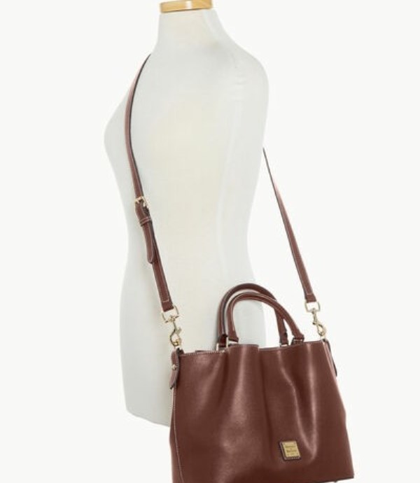 Brown Dooney And Bourke Saffiano Barlow Women's Satchel Bags | 52TZBCHSX