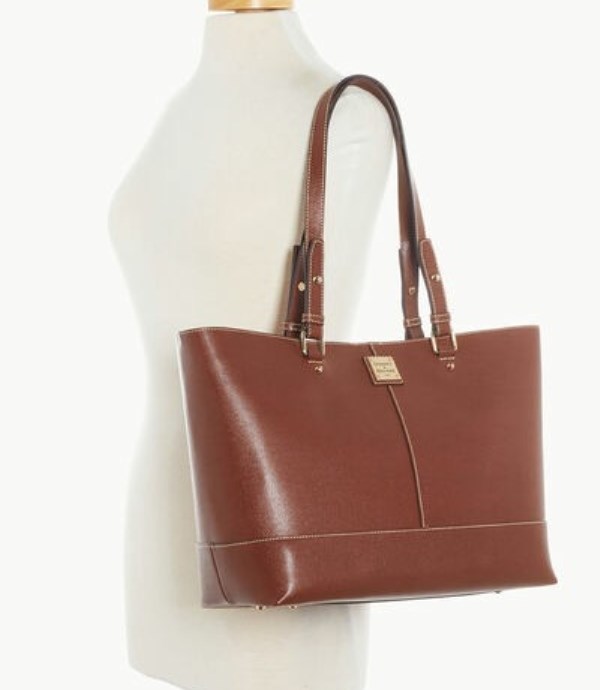 Brown Dooney And Bourke Saffiano East West Chelsea Women's Tote Bags | 78PFETOLD