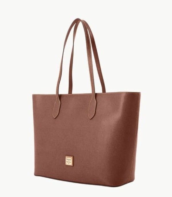 Brown Dooney And Bourke Saffiano Large Women's Tote Bags | 12DNVYOJT