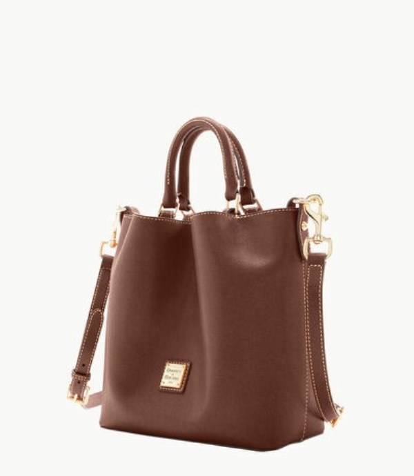 Brown Dooney And Bourke Saffiano Small Barlow Women's Satchel Bags | 43JOSMPZH