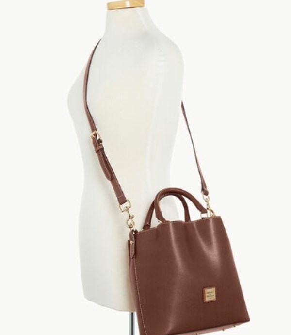 Brown Dooney And Bourke Saffiano Small Barlow Women's Satchel Bags | 43JOSMPZH