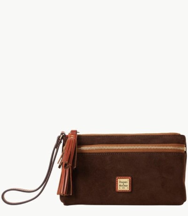 Brown Dooney And Bourke Suede Double Zip Women\'s Wristlets | 98XDNMFZA