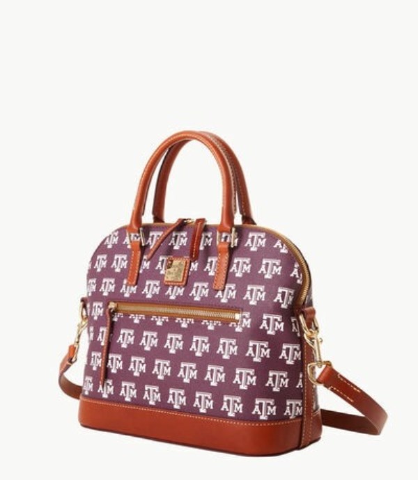 Burgundy Dooney And Bourke NCAA Texas Achr(38)M Domed Zip Women's Satchel Bags | 83GJBVECN