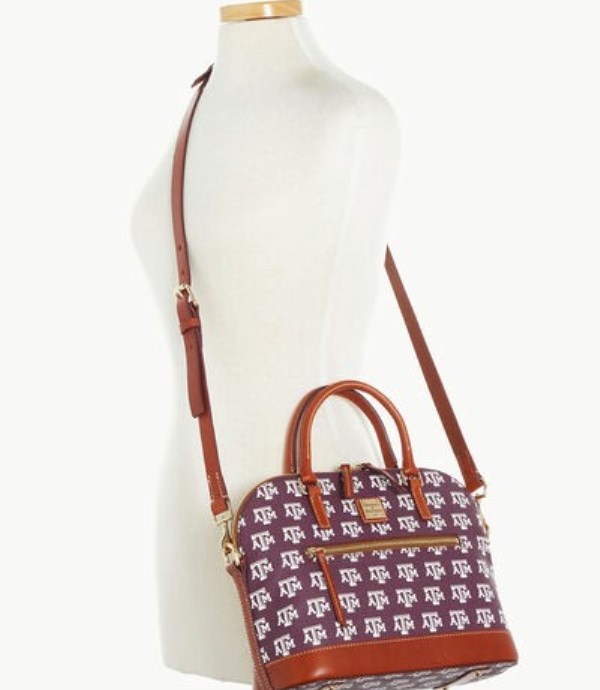 Burgundy Dooney And Bourke NCAA Texas Achr(38)M Domed Zip Women's Satchel Bags | 83GJBVECN