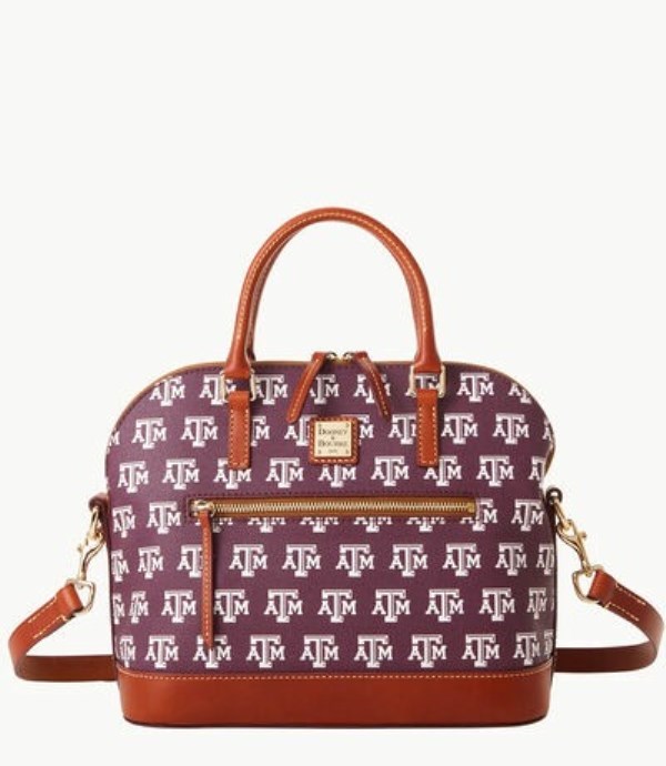 Burgundy Dooney And Bourke NCAA Texas Achr(38)M Domed Zip Women\'s Satchel Bags | 83GJBVECN