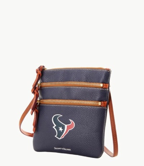 Dark Blue Dooney And Bourke NFL Texans Triple Zip Women's Crossbody Bags | 56UANROWS