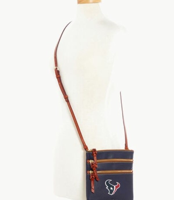 Dark Blue Dooney And Bourke NFL Texans Triple Zip Women's Crossbody Bags | 56UANROWS