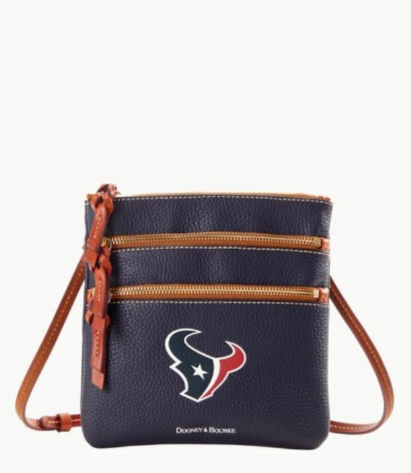 Dark Blue Dooney And Bourke NFL Texans Triple Zip Women\'s Crossbody Bags | 56UANROWS