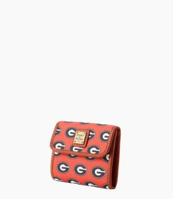 Dark Orange Dooney And Bourke NCAA University Of Georgia Flap Credit Women's Wallets | 87OBFQURG