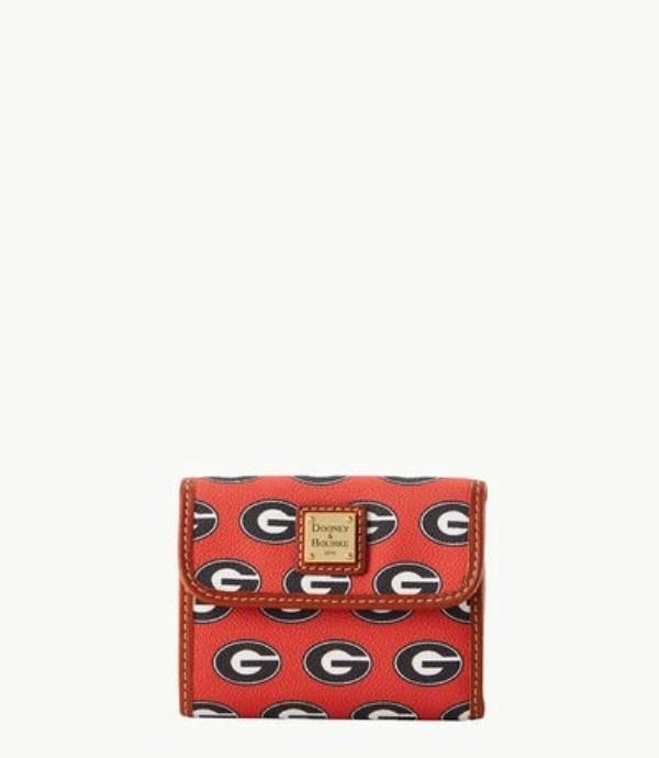 Dark Orange Dooney And Bourke NCAA University Of Georgia Flap Credit Women\'s Wallets | 87OBFQURG