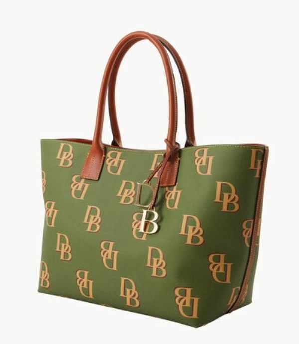 Green Dooney And Bourke Monogram Medium Russel Women's Tote Bags | 45ENPZCMH