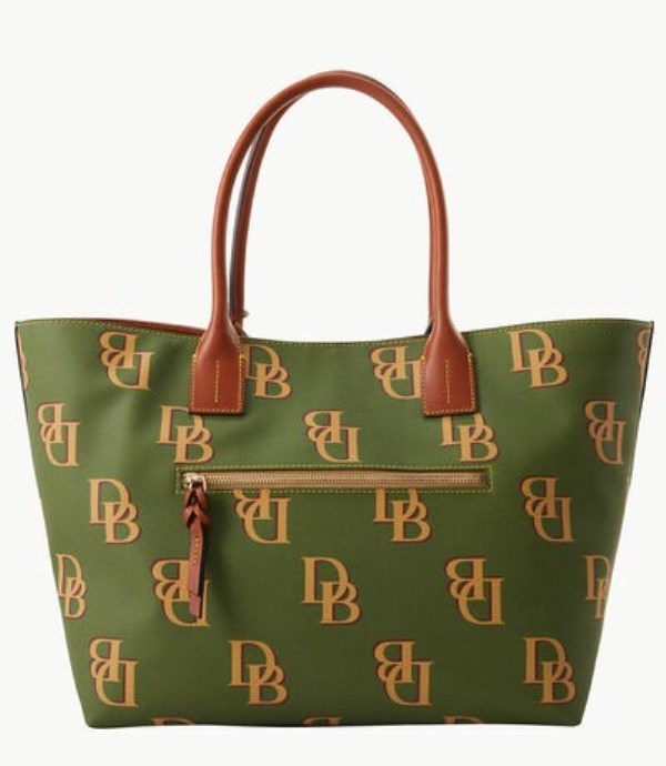 Green Dooney And Bourke Monogram Medium Russel Women's Tote Bags | 45ENPZCMH