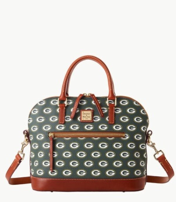 Green Dooney And Bourke NFL Packers Domed Zip Women\'s Satchel Bags | 50FTZIPWN