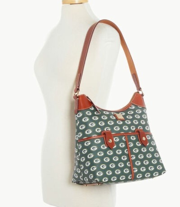 Green Dooney And Bourke NFL Packers Zip Women's Hobo Bag | 81YZNOFIG