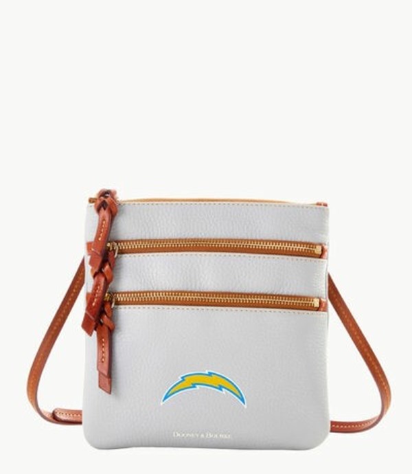 Grey Dooney And Bourke NFL Chargers Triple Zip Women\'s Crossbody Bags | 37SPKCHVR