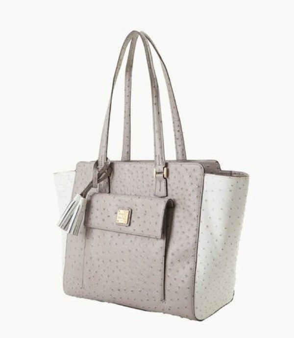 Grey Dooney And Bourke Ostrich East West Women's Shopper Bag | 42DWXVOLI